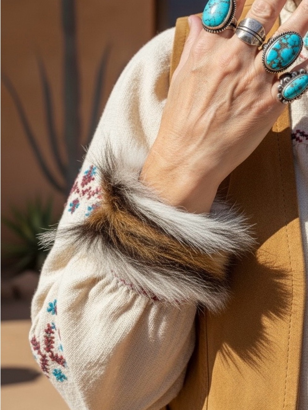 Genuine Axis Deerskin Fur Cuff Bracelet Size Small